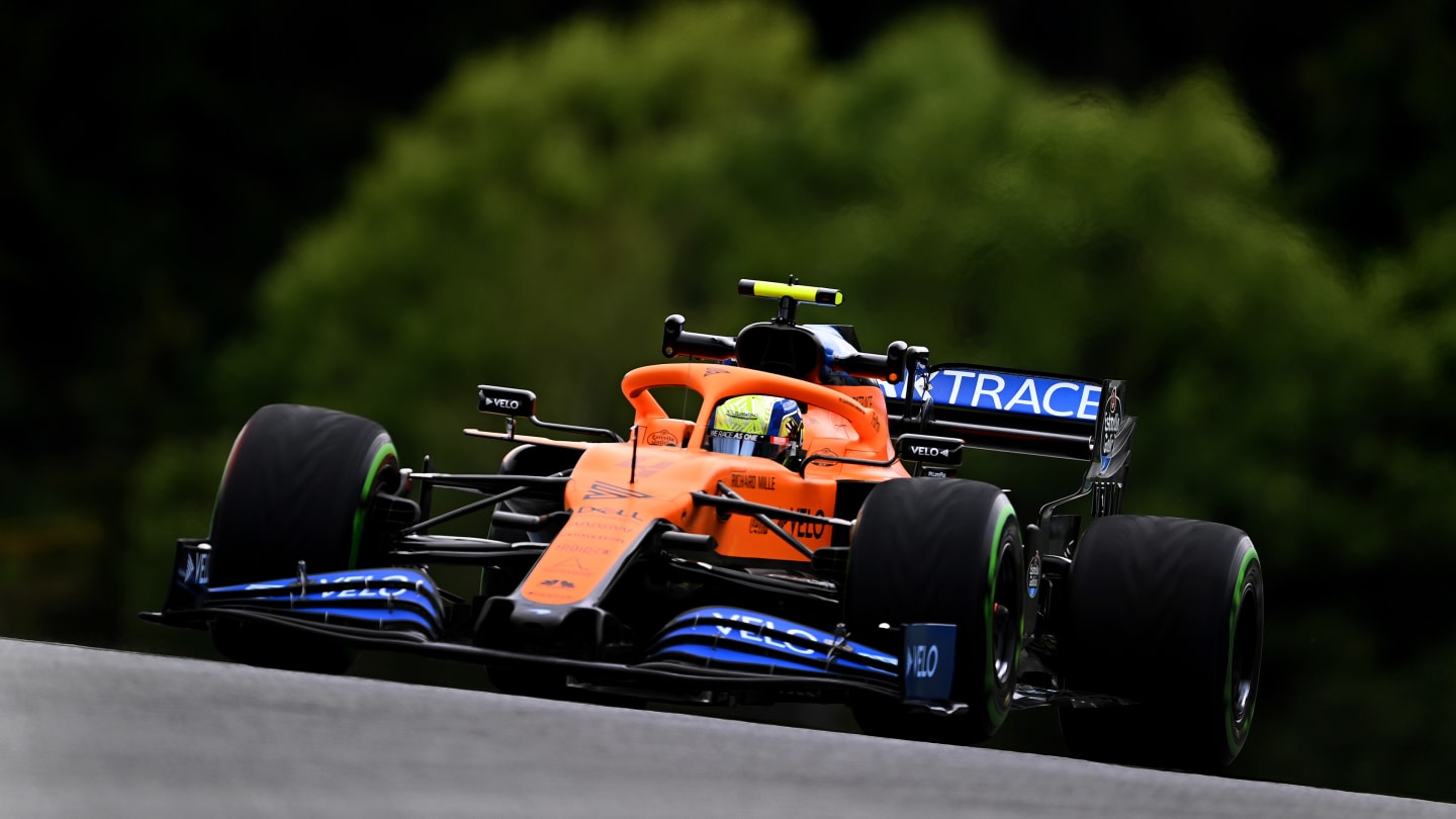 SPIELBERG, AUSTRIA - JULY 03: Lando Norris of Great Britain driving the (4) McLaren F1 Team MCL35