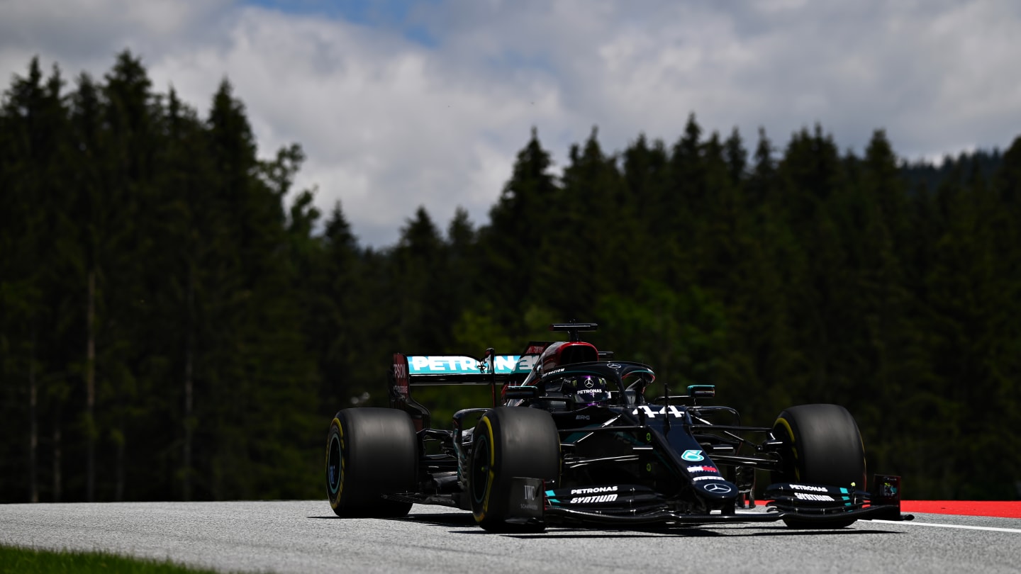 SPIELBERG, AUSTRIA - JULY 04: Lewis Hamilton of Great Britain driving the (44) Mercedes AMG