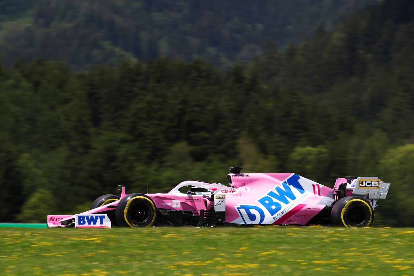SPIELBERG, AUSTRIA - JULY 04: Sergio Perez of Mexico driving the (11) Racing Point RP20 Mercedes on track during final practice for the Formula One Grand Prix of Austria at Red Bull Ring on July 04, 2020 in Spielberg, Austria. (Photo by Bryn Lennon/Getty Images)