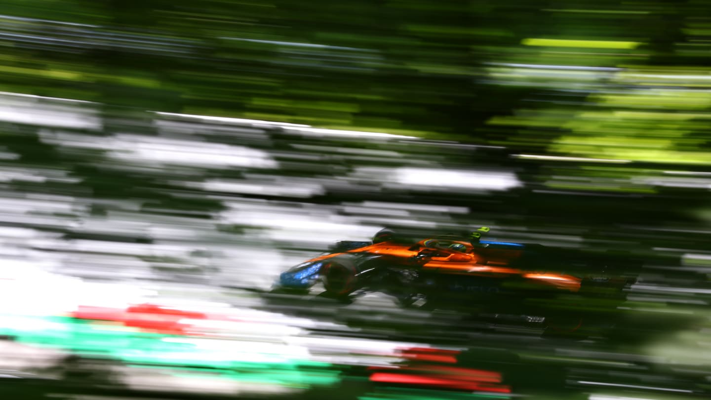 SPIELBERG, AUSTRIA - JULY 04: Lando Norris of Great Britain driving the (4) McLaren F1 Team MCL35 Renault on track during final practice for the Formula One Grand Prix of Austria at Red Bull Ring on July 04, 2020 in Spielberg, Austria. (Photo by Dan Istitene - Formula 1/Formula 1 via Getty Images)