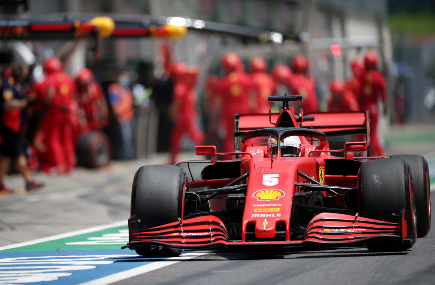 SPIELBERG, AUSTRIA - JULY 04:  Sebastian Vettel of Germany driving the (5) Scuderia Ferrari SF1000 in the pit lane during final practice for the Formula One Grand Prix of Austria at Red Bull Ring on July 04, 2020 in Spielberg, Austria. (Photo by Peter Fox/Getty Images)
