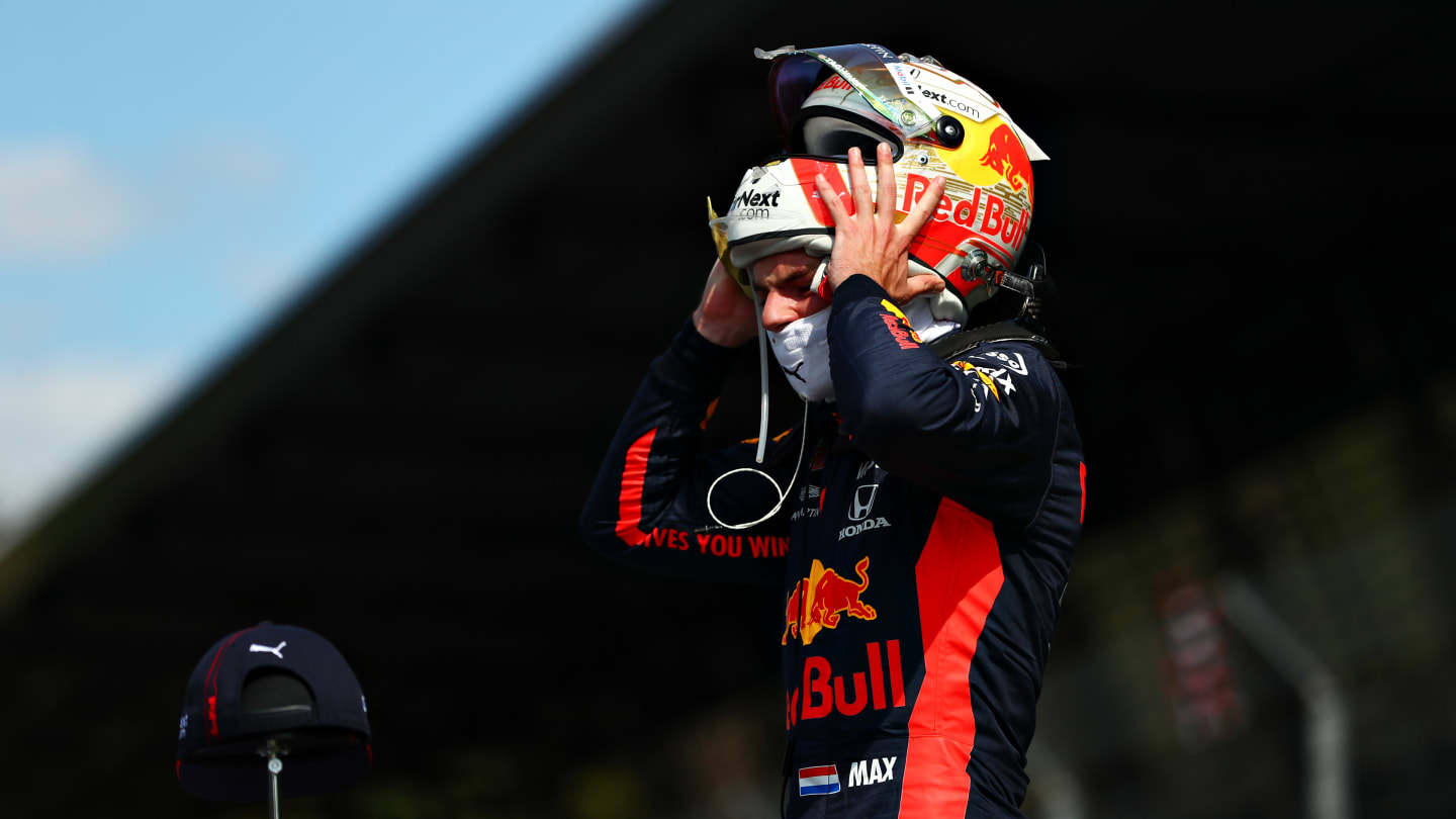 SPIELBERG, AUSTRIA - JULY 04: Third place qualifier Max Verstappen of Netherlands and Red Bull