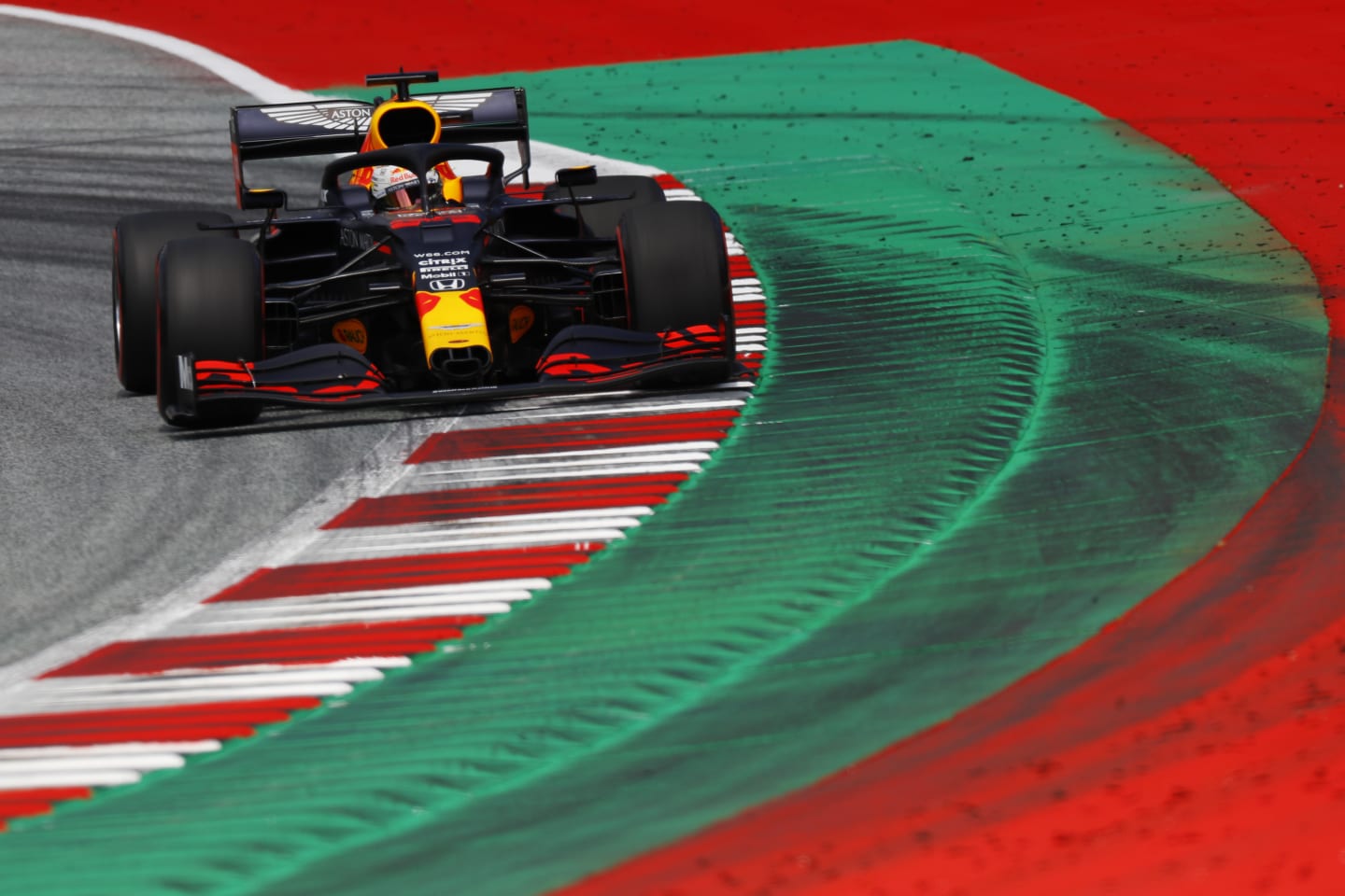 SPIELBERG, AUSTRIA - JULY 04: Max Verstappen of the Netherlands driving the (33) Aston Martin Red Bull Racing RB16 on track during qualifying for the Formula One Grand Prix of Austria at Red Bull Ring on July 04, 2020 in Spielberg, Austria. (Photo by Leonhard Foeger/Pool via Getty Images)