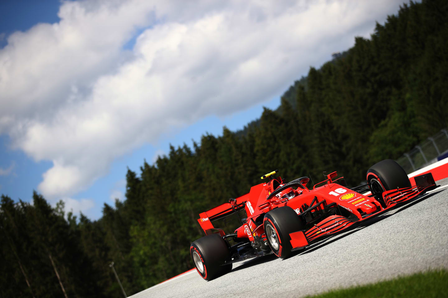 SPIELBERG, AUSTRIA - JULY 04: Charles Leclerc of Monaco driving the (16) Scuderia Ferrari SF1000 on track during qualifying for the Formula One Grand Prix of Austria at Red Bull Ring on July 04, 2020 in Spielberg, Austria. (Photo by Bryn Lennon/Getty Images)