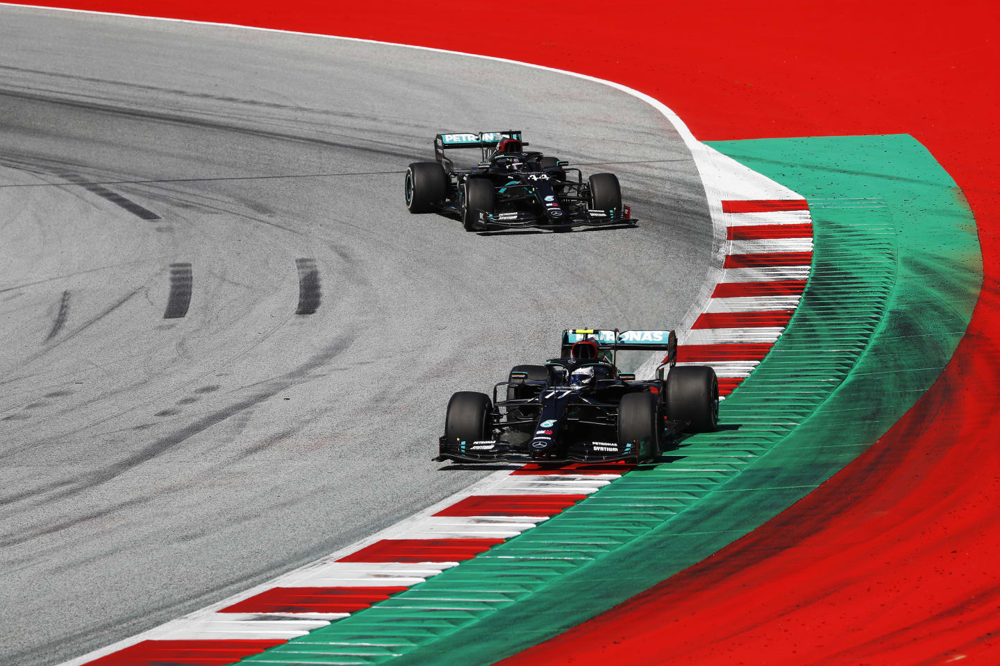 SPIELBERG, AUSTRIA - JULY 05: Valtteri Bottas of Finland driving the (77) Mercedes AMG Petronas F1