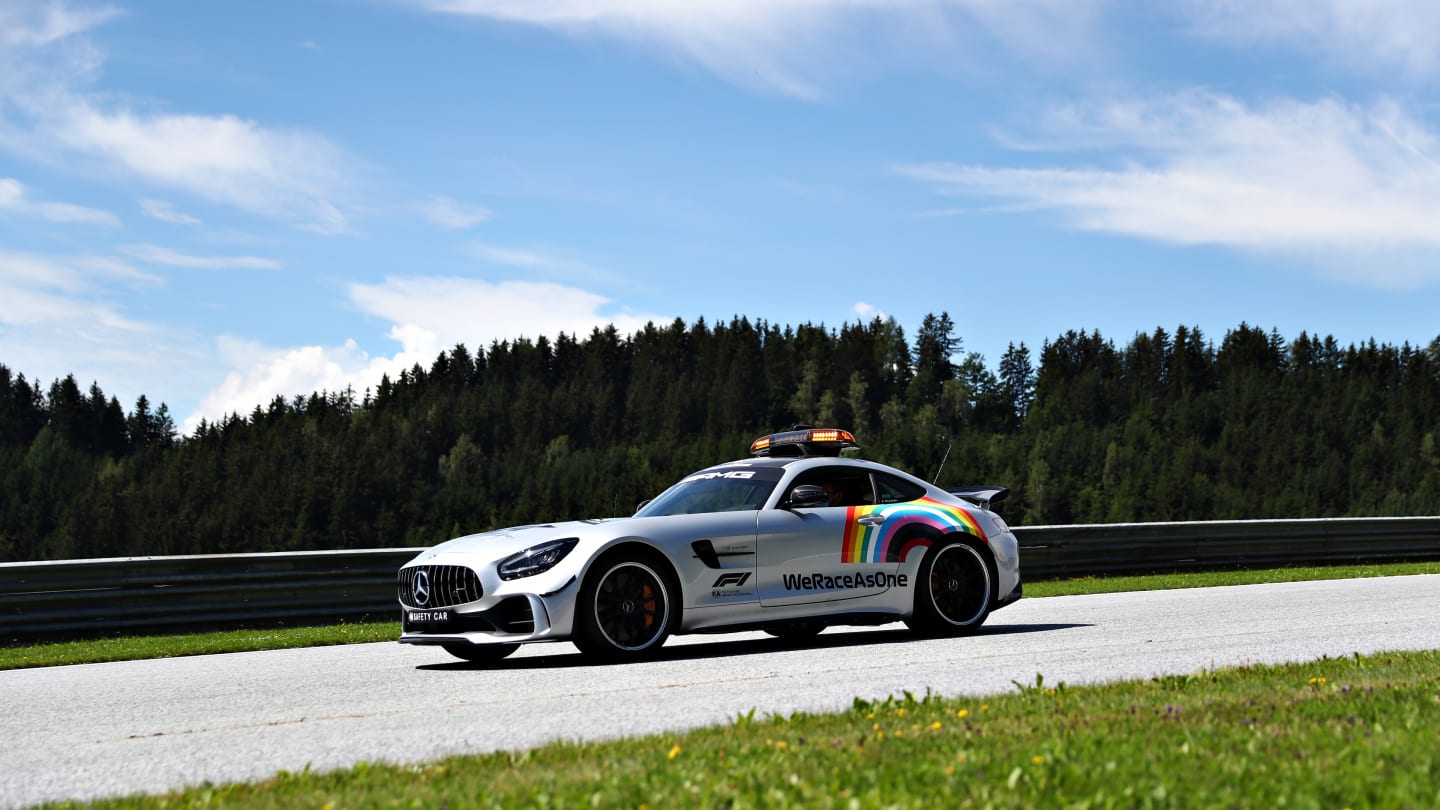 SPIELBERG, AUSTRIA - JULY 02: The Safety Car is seen driving on track during previews for the F1
