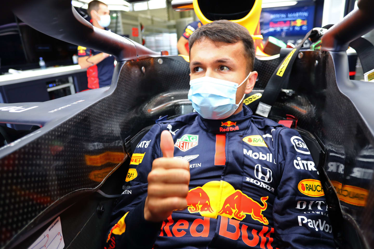 SPIELBERG, AUSTRIA - JULY 02: Alexander Albon of Thailand and Red Bull Racing sits in his car in