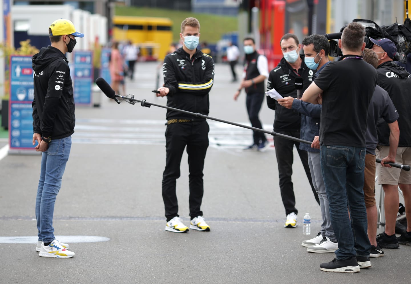 SPIELBERG, AUSTRIA - JULY 02: Esteban Ocon of France and Renault Sport F1 is interviewed in the