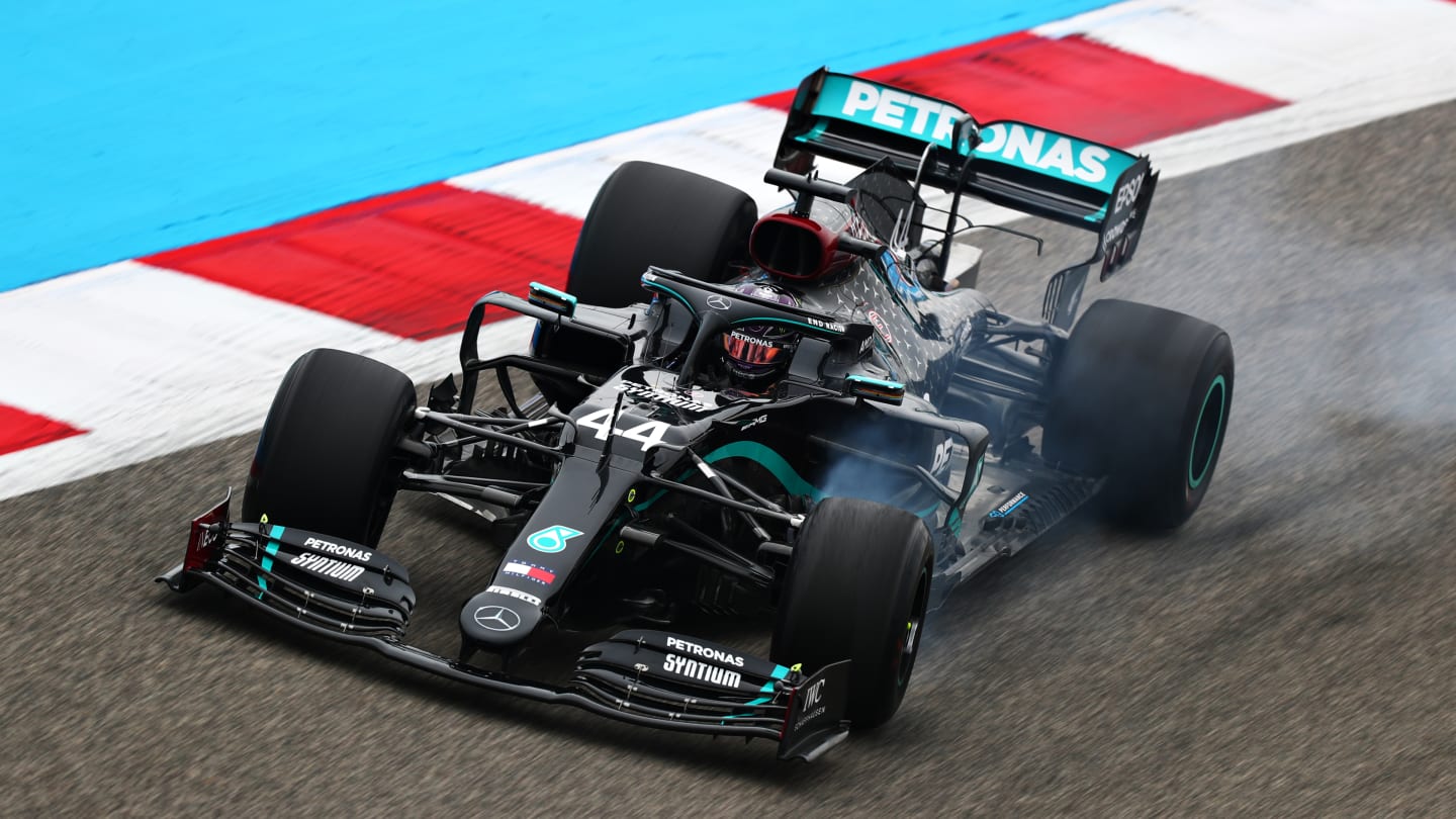 BAHRAIN, BAHRAIN - NOVEMBER 27: Lewis Hamilton of Great Britain driving the (44) Mercedes AMG