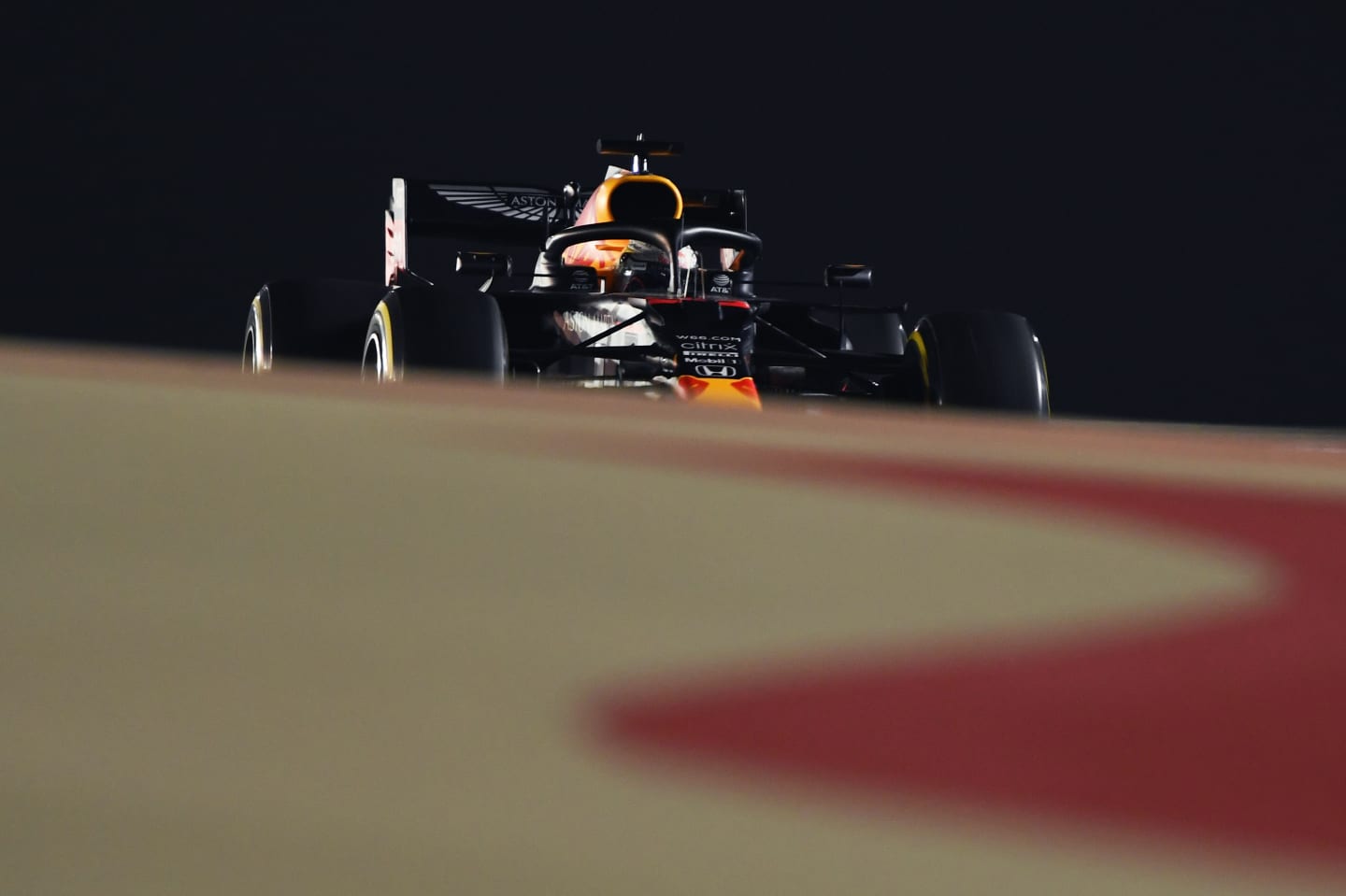 BAHRAIN, BAHRAIN - NOVEMBER 27: Max Verstappen of the Netherlands driving the (33) Aston Martin Red
