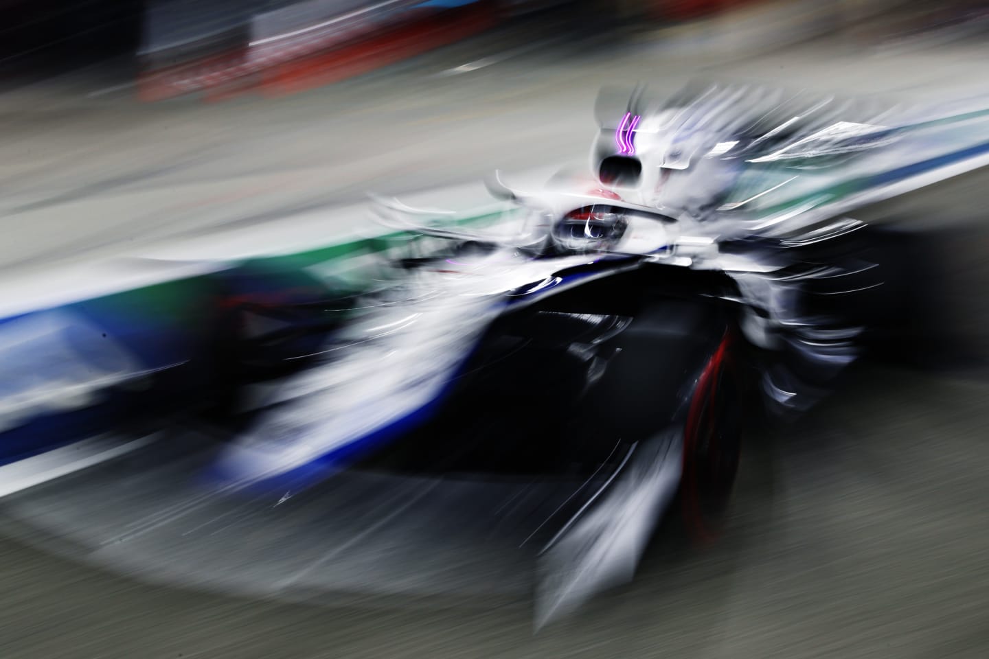 BAHRAIN, BAHRAIN - NOVEMBER 28: George Russell of Great Britain driving the (63) Williams Racing FW43 Mercedes in the Pitlane during qualifying ahead of the F1 Grand Prix of Bahrain at Bahrain International Circuit on November 28, 2020 in Bahrain, Bahrain. (Photo by Mark Thompson/Getty Images)