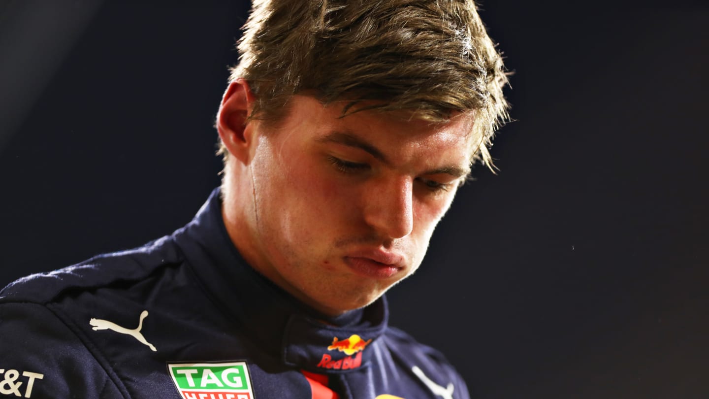 BAHRAIN, BAHRAIN - NOVEMBER 28: Third place qualifier Max Verstappen of Netherlands and Red Bull Racing looks on in parc ferme during qualifying ahead of the F1 Grand Prix of Bahrain at Bahrain International Circuit on November 28, 2020 in Bahrain, Bahrain. (Photo by Dan Istitene - Formula 1/Formula 1 via Getty Images)