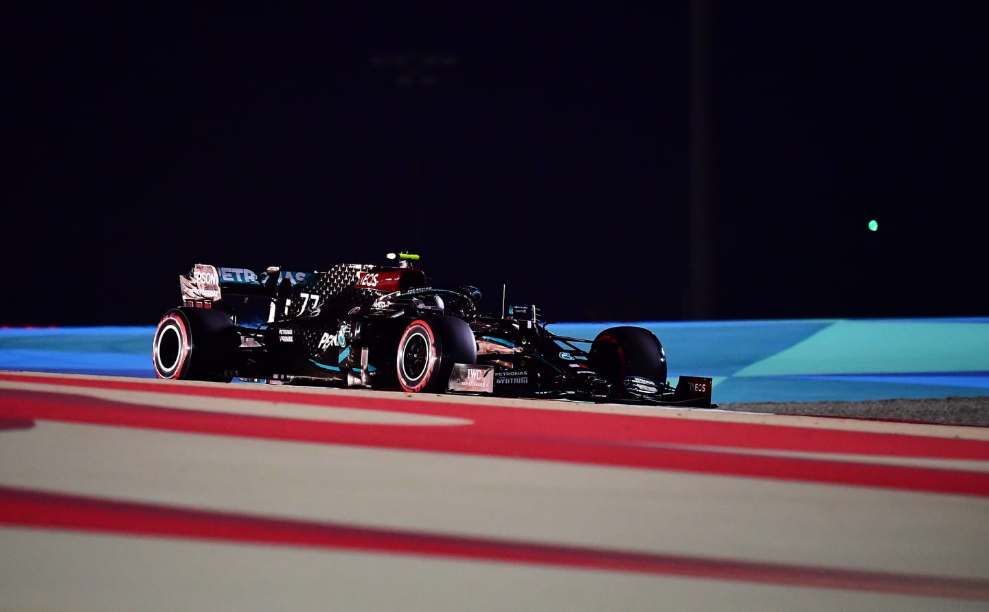 BAHRAIN, BAHRAIN - NOVEMBER 28: Valtteri Bottas of Finland driving the (77) Mercedes AMG Petronas F1 Team Mercedes W11 on track during qualifying ahead of the F1 Grand Prix of Bahrain at Bahrain International Circuit on November 28, 2020 in Bahrain, Bahrain. (Photo by Giuseppe Cacace - Pool/Getty Images)