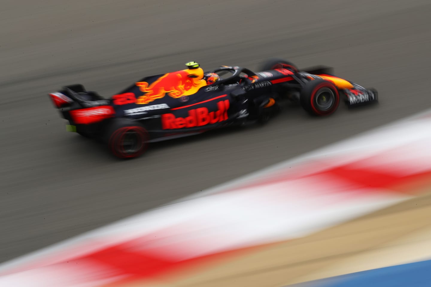 BAHRAIN, BAHRAIN - NOVEMBER 28: Alexander Albon of Thailand driving the (23) Aston Martin Red Bull Racing RB16 on track during final practice ahead of the F1 Grand Prix of Bahrain at Bahrain International Circuit on November 28, 2020 in Bahrain, Bahrain. (Photo by Bryn Lennon/Getty Images)