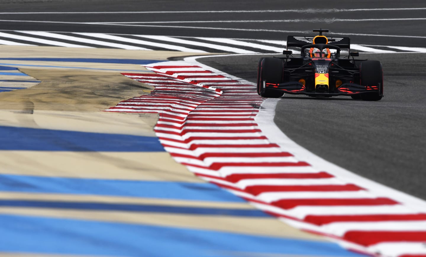 BAHRAIN, BAHRAIN - NOVEMBER 28: Max Verstappen of the Netherlands driving the (33) Aston Martin Red Bull Racing RB16 on track during final practice ahead of the F1 Grand Prix of Bahrain at Bahrain International Circuit on November 28, 2020 in Bahrain, Bahrain. (Photo by Rudy Carezzevoli/Getty Images)