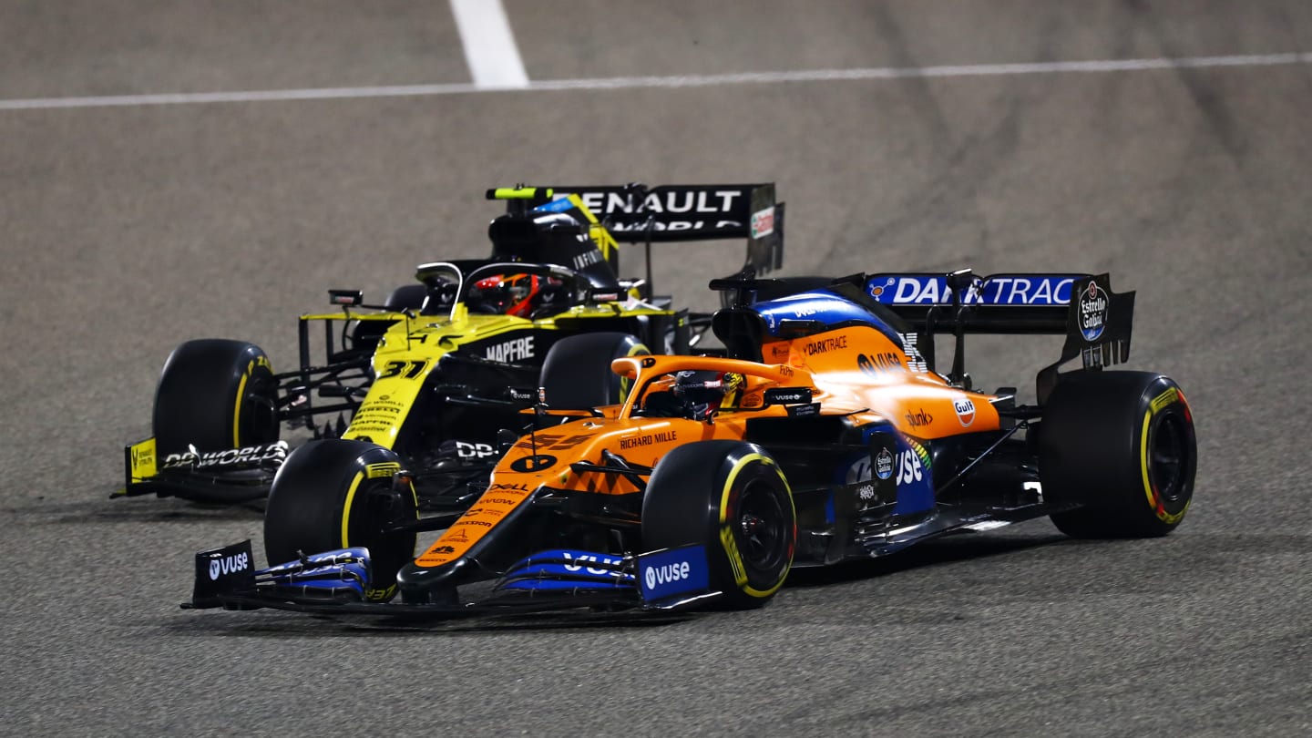 BAHRAIN, BAHRAIN - NOVEMBER 29: Carlos Sainz of Spain driving the (55) McLaren F1 Team MCL35