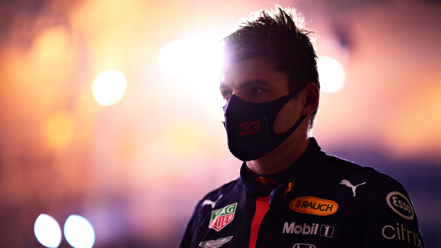 BAHRAIN, BAHRAIN - NOVEMBER 29: Second placed Max Verstappen of Netherlands and Red Bull Racing looks on in parc ferme during the F1 Grand Prix of Bahrain at Bahrain International Circuit on November 29, 2020 in Bahrain, Bahrain. (Photo by Mario Renzi - Formula 1/Formula 1 via Getty Images)