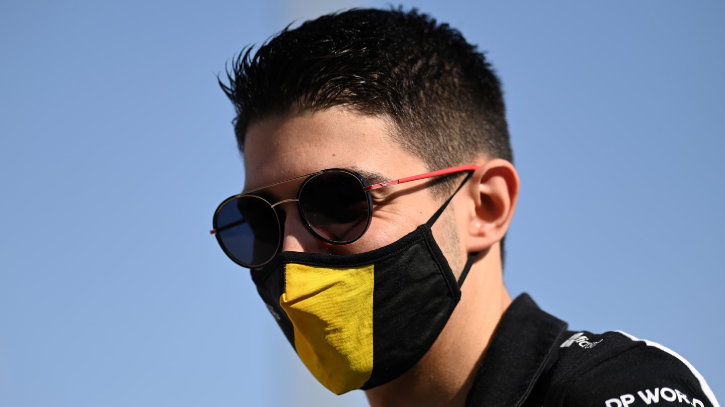 BAHRAIN, BAHRAIN - NOVEMBER 26: Esteban Ocon of France and Renault Sport F1 walks in the Paddock