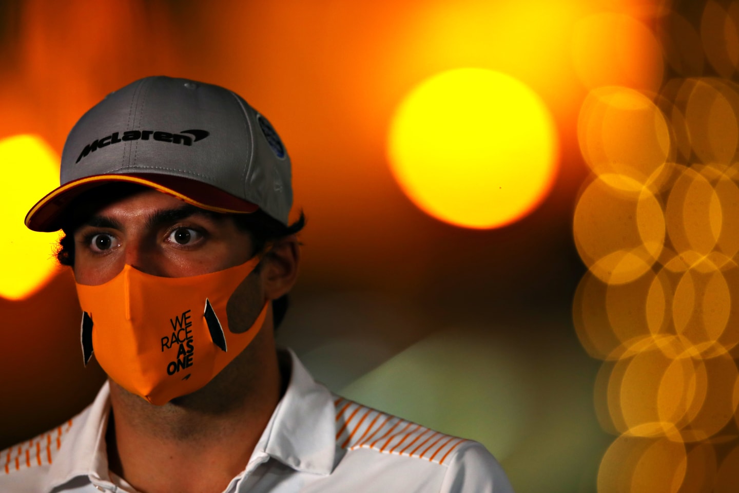 BAHRAIN, BAHRAIN - NOVEMBER 26: Carlos Sainz of Spain and McLaren F1 looks on in the Paddock during