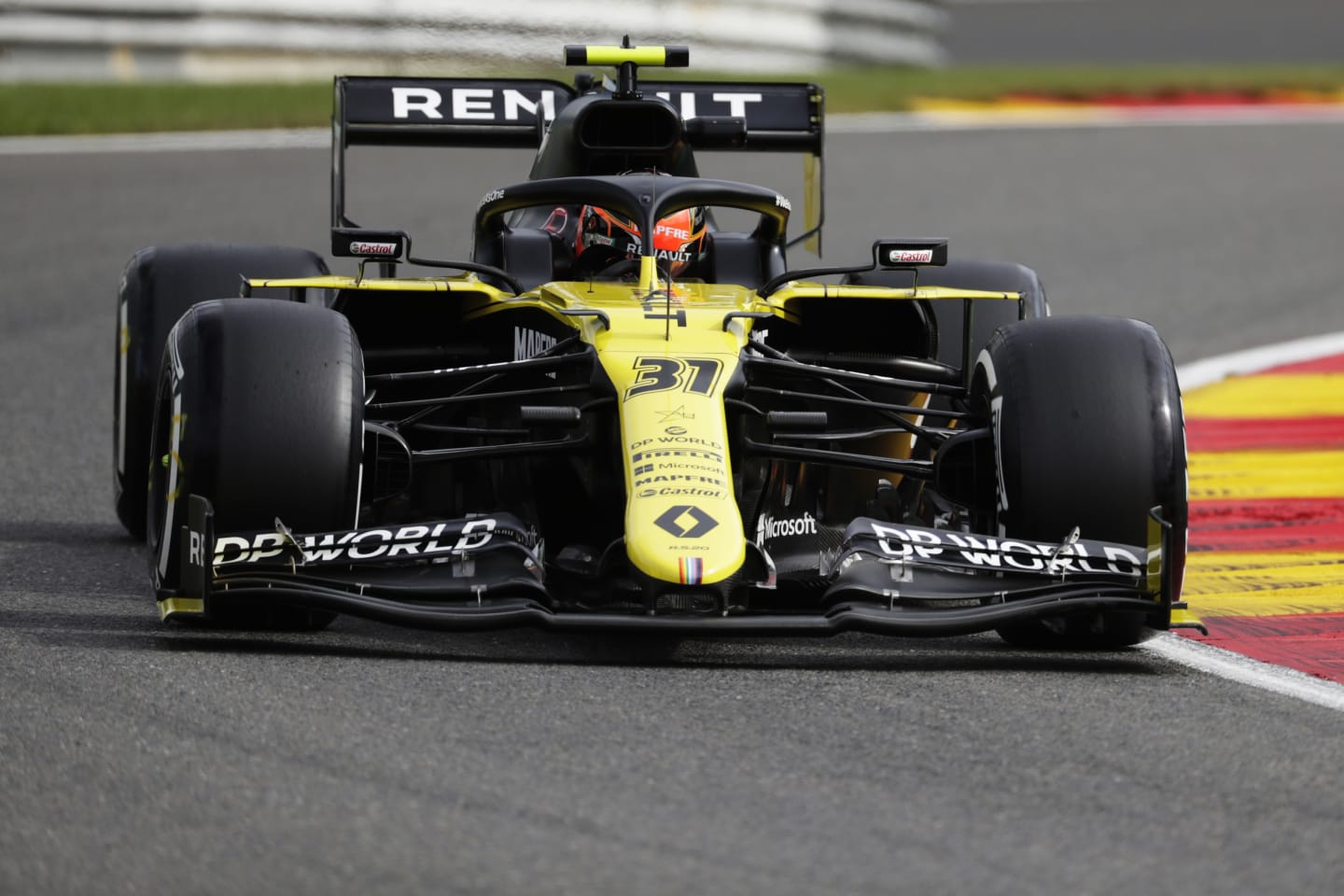 SPA, BELGIUM - AUGUST 28: Esteban Ocon of France driving the (31) Renault Sport Formula One Team RS20 on track during practice for the F1 Grand Prix of Belgium at Circuit de Spa-Francorchamps on August 28, 2020 in Spa, Belgium. (Photo by Stephanie Lecocq/Pool via Getty Images)
