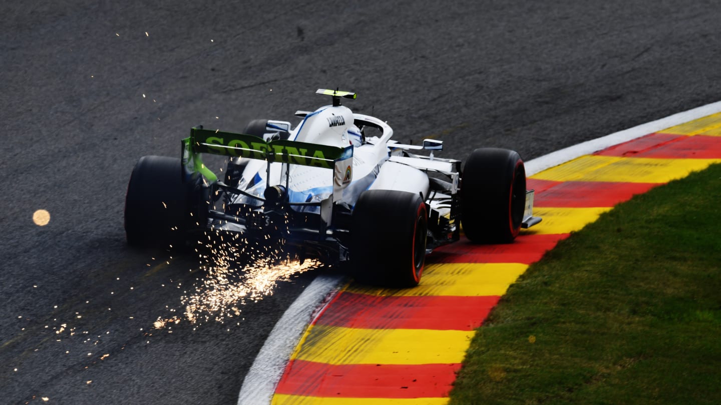 SPA, BELGIUM - AUGUST 28: Nicholas Latifi of Canada driving the (6) Williams Racing FW43 Mercedes on track during practice for the F1 Grand Prix of Belgium at Circuit de Spa-Francorchamps on August 28, 2020 in Spa, Belgium. (Photo by Clive Mason - Formula 1/Formula 1 via Getty Images)