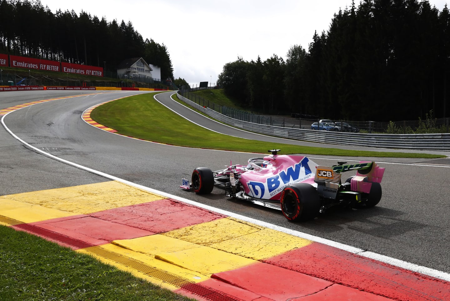 SPA, BELGIUM - AUGUST 28: Sergio Perez of Mexico driving the (11) Racing Point RP20 Mercedes on