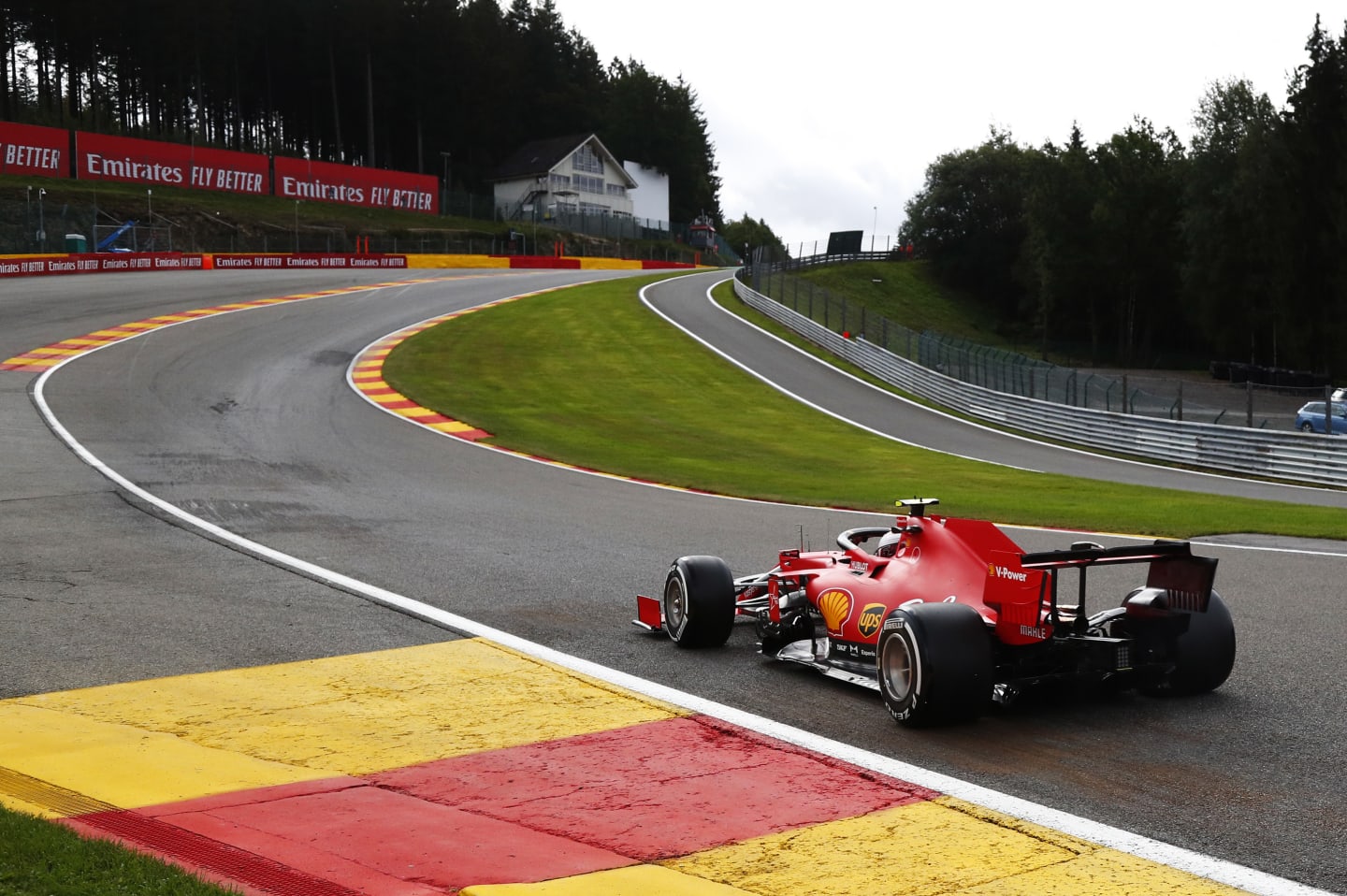 SPA, BELGIUM - AUGUST 28: Charles Leclerc of Monaco driving the (16) Scuderia Ferrari SF1000 on track during practice for the F1 Grand Prix of Belgium at Circuit de Spa-Francorchamps on August 28, 2020 in Spa, Belgium. (Photo by Francois Lenoir/Pool via Getty Images)