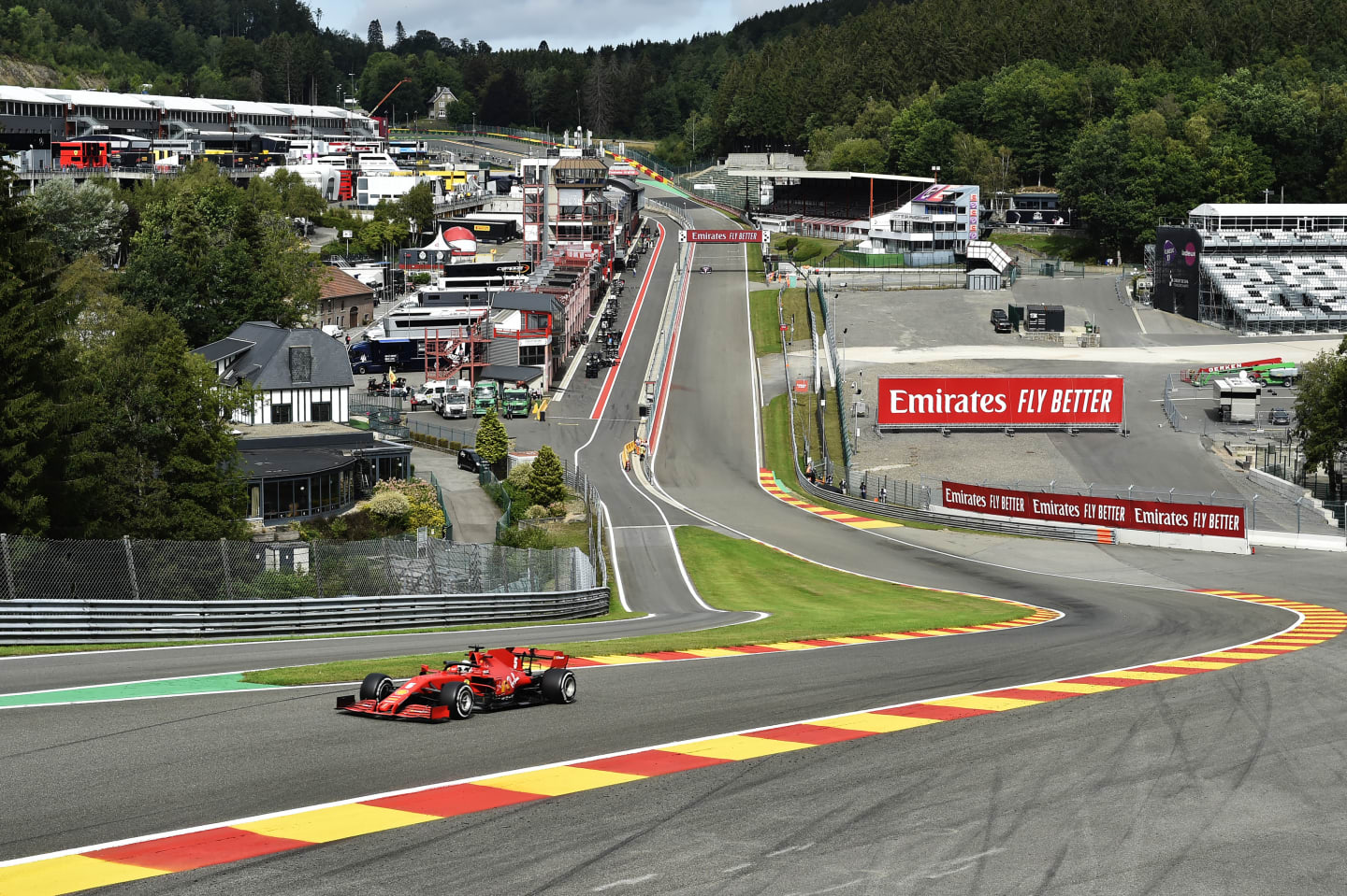 SPA, BELGIUM - AUGUST 28: A general view as Sebastian Vettel of Germany driving the (5) Scuderia