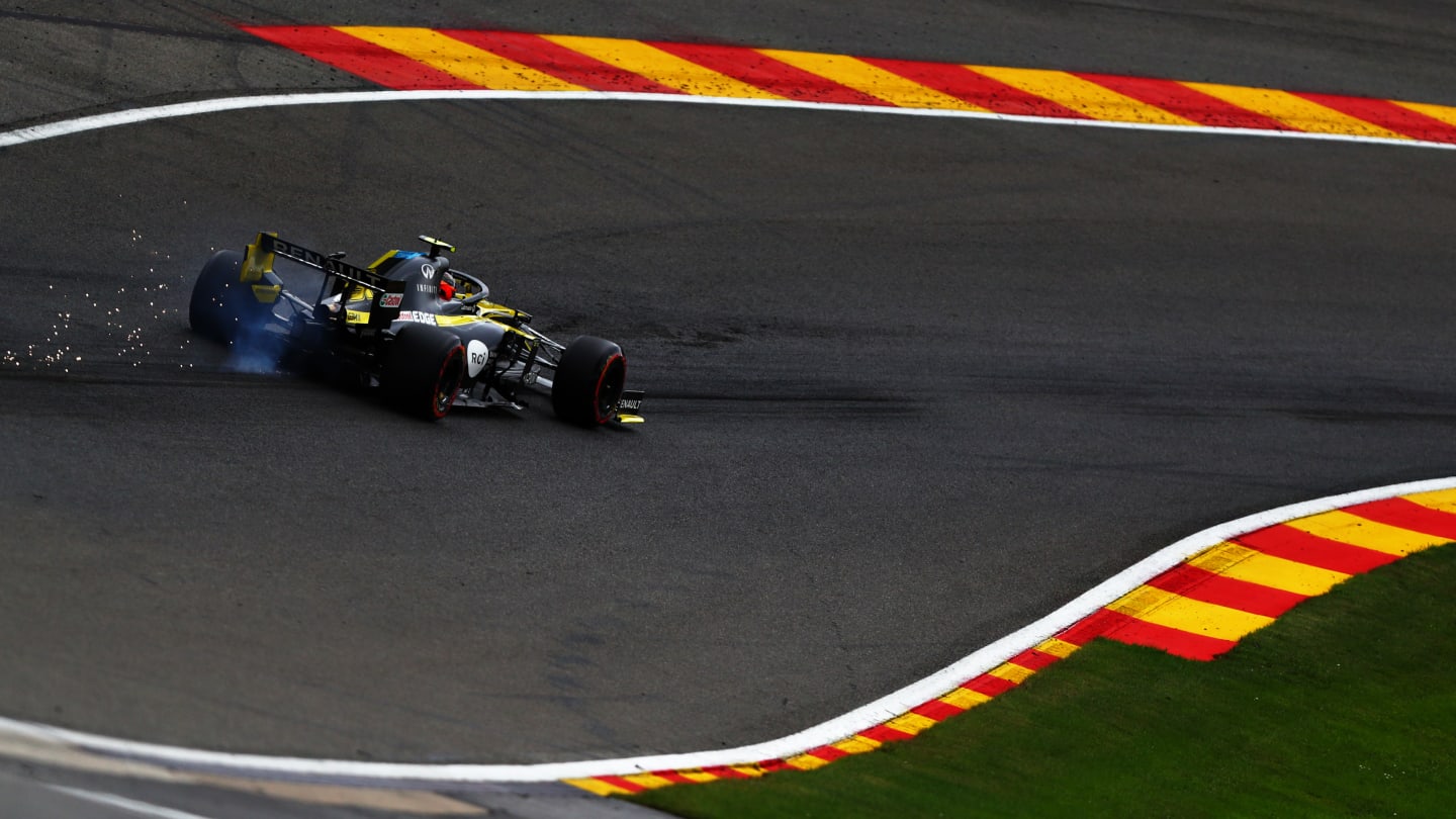 SPA, BELGIUM - AUGUST 29: Esteban Ocon of France driving the (31) Renault Sport Formula One Team RS20 during qualifying for the F1 Grand Prix of Belgium at Circuit de Spa-Francorchamps on August 29, 2020 in Spa, Belgium. (Photo by Dan Istitene - Formula 1/Formula 1 via Getty Images)