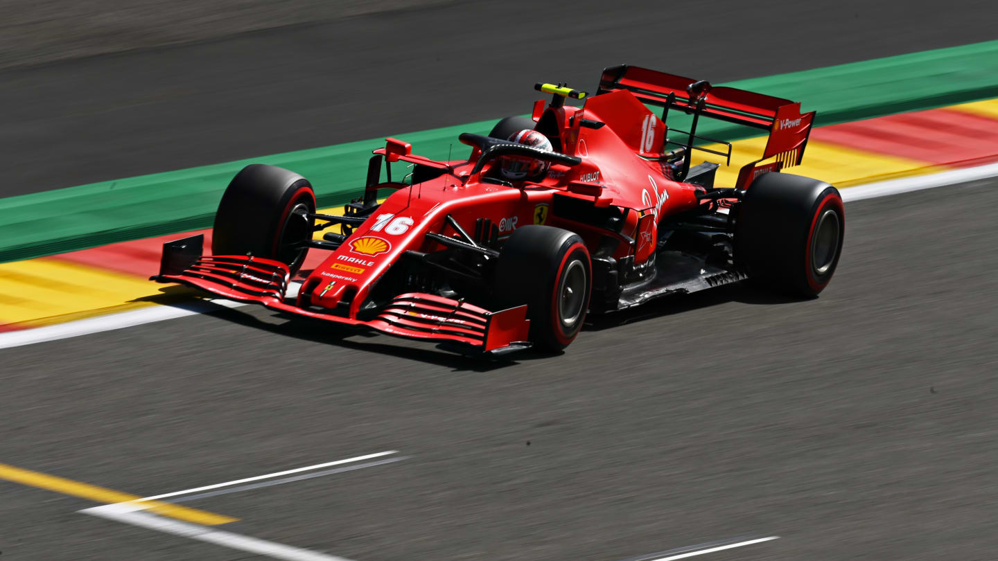 SPA, BELGIUM - AUGUST 29: Charles Leclerc of Monaco driving the (16) Scuderia Ferrari SF1000 drives