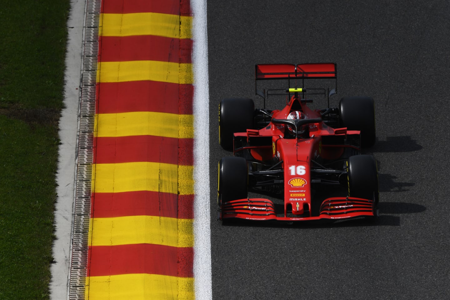 SPA, BELGIUM - AUGUST 29: Charles Leclerc of Monaco driving the (16) Scuderia Ferrari SF1000 on