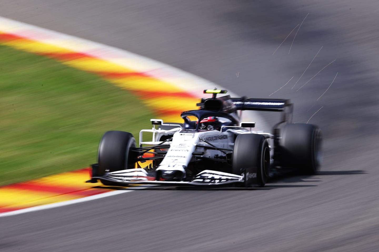 SPA, BELGIUM - AUGUST 30: Pierre Gasly of France driving the (10) Scuderia AlphaTauri AT01 Honda on track during the F1 Grand Prix of Belgium at Circuit de Spa-Francorchamps on August 30, 2020 in Spa, Belgium. (Photo by Lars Baron/Getty Images)