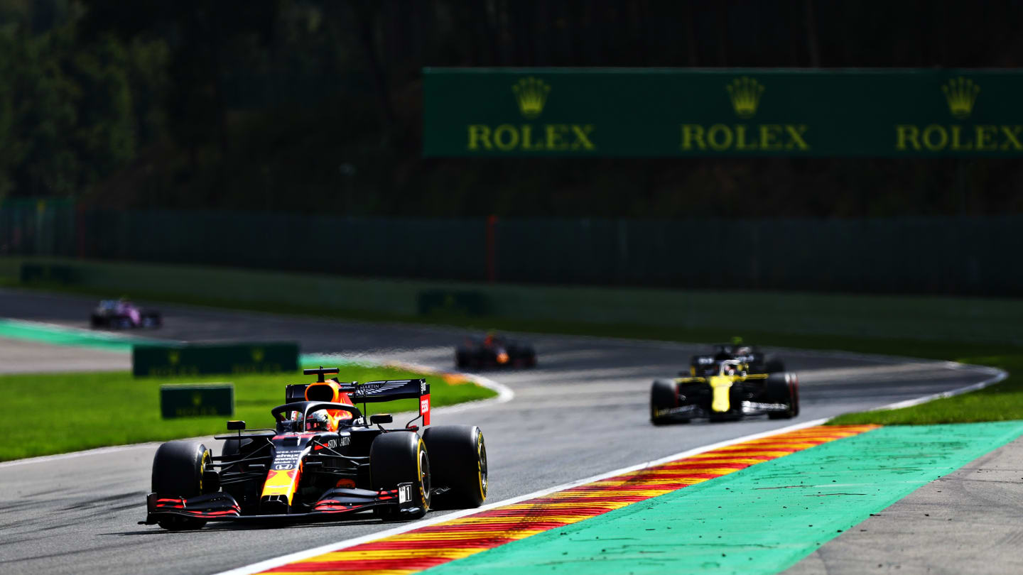 SPA, BELGIUM - AUGUST 30: Max Verstappen of the Netherlands driving the (33) Aston Martin Red Bull