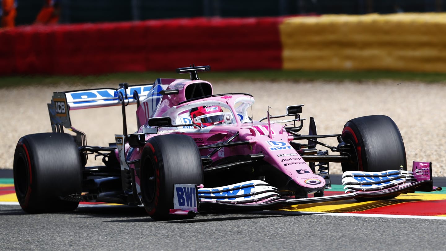 SPA, BELGIUM - AUGUST 30: Sergio Perez of Mexico driving the (11) Racing Point RP20 Mercedes on track during the F1 Grand Prix of Belgium at Circuit de Spa-Francorchamps on August 30, 2020 in Spa, Belgium. (Photo by Francois Lenoir/Pool via Getty Images)