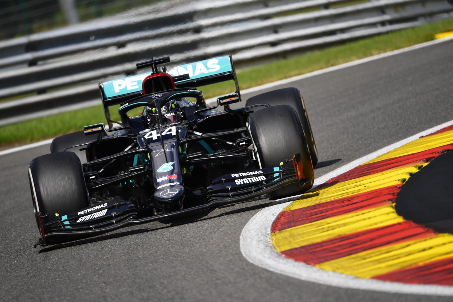 SPA, BELGIUM - AUGUST 30: Lewis Hamilton of Great Britain driving the (44) Mercedes AMG Petronas F1