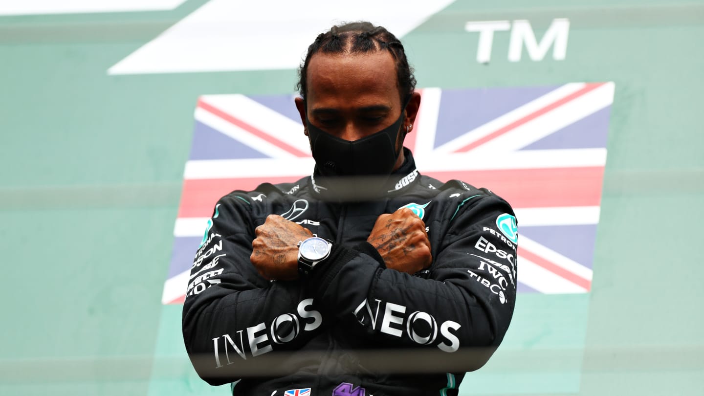 SPA, BELGIUM - AUGUST 30: Race winner Lewis Hamilton of Great Britain and Mercedes GP celebrates on