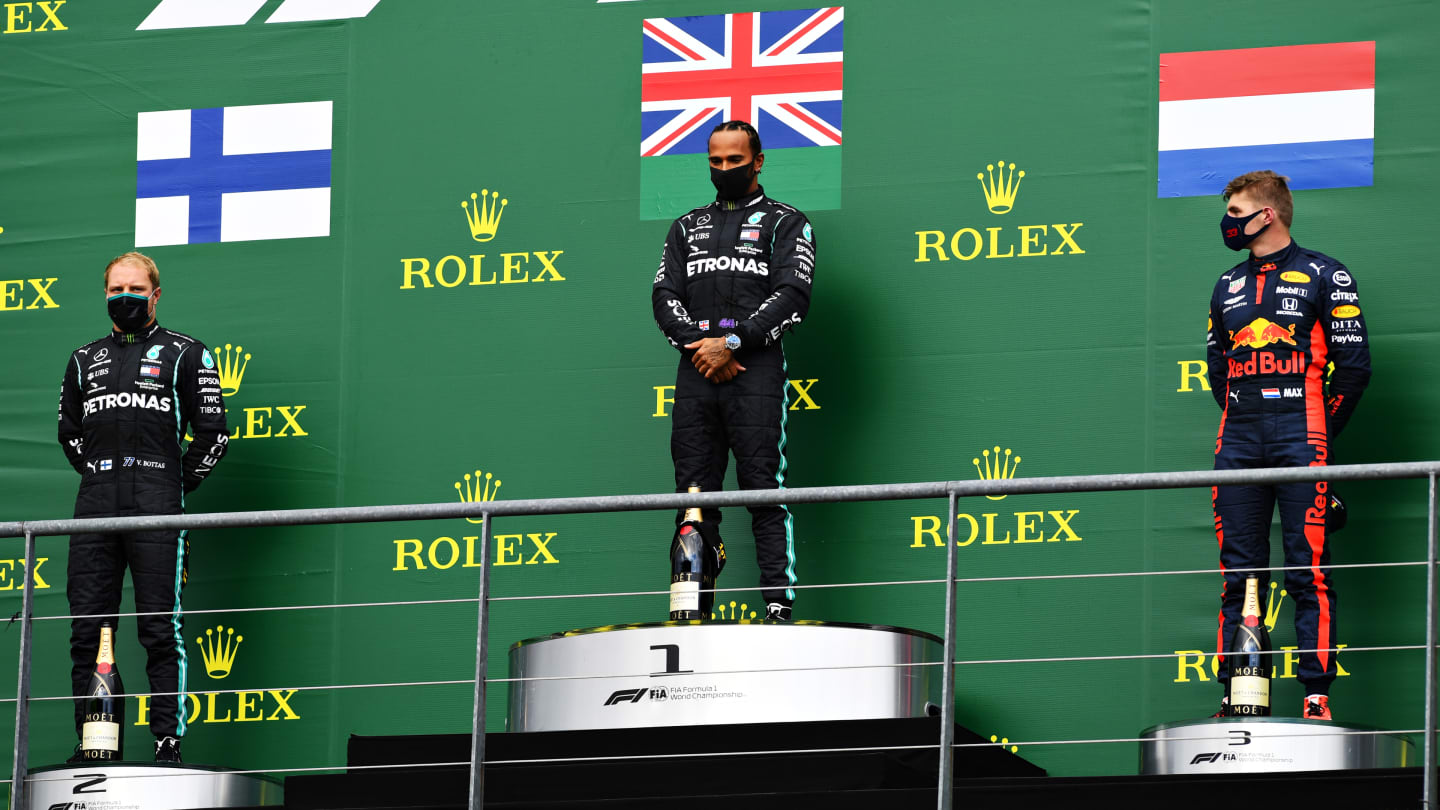 SPA, BELGIUM - AUGUST 30: Race winner Lewis Hamilton of Great Britain and Mercedes GP, second