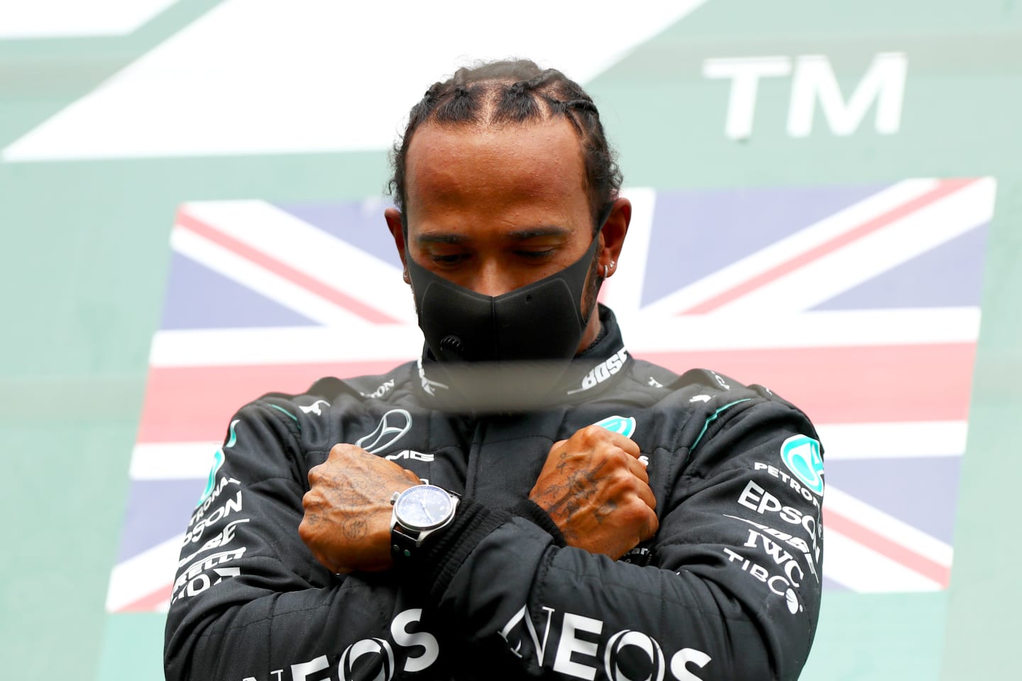 SPA, BELGIUM - AUGUST 30: Race winner Lewis Hamilton of Great Britain and Mercedes GP celebrates on