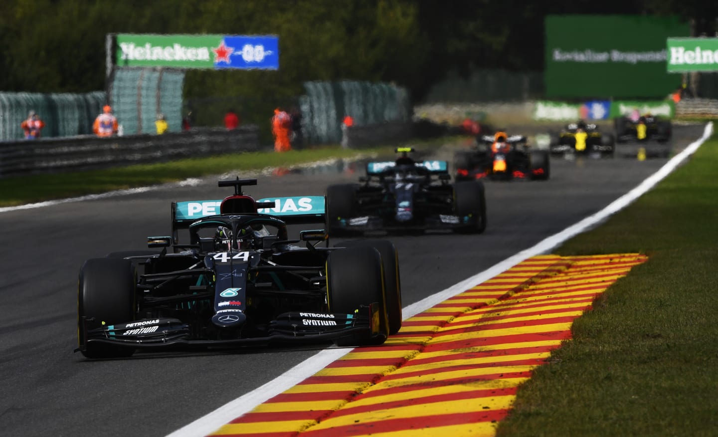 SPA, BELGIUM - AUGUST 30: Lewis Hamilton of Great Britain driving the (44) Mercedes AMG Petronas F1