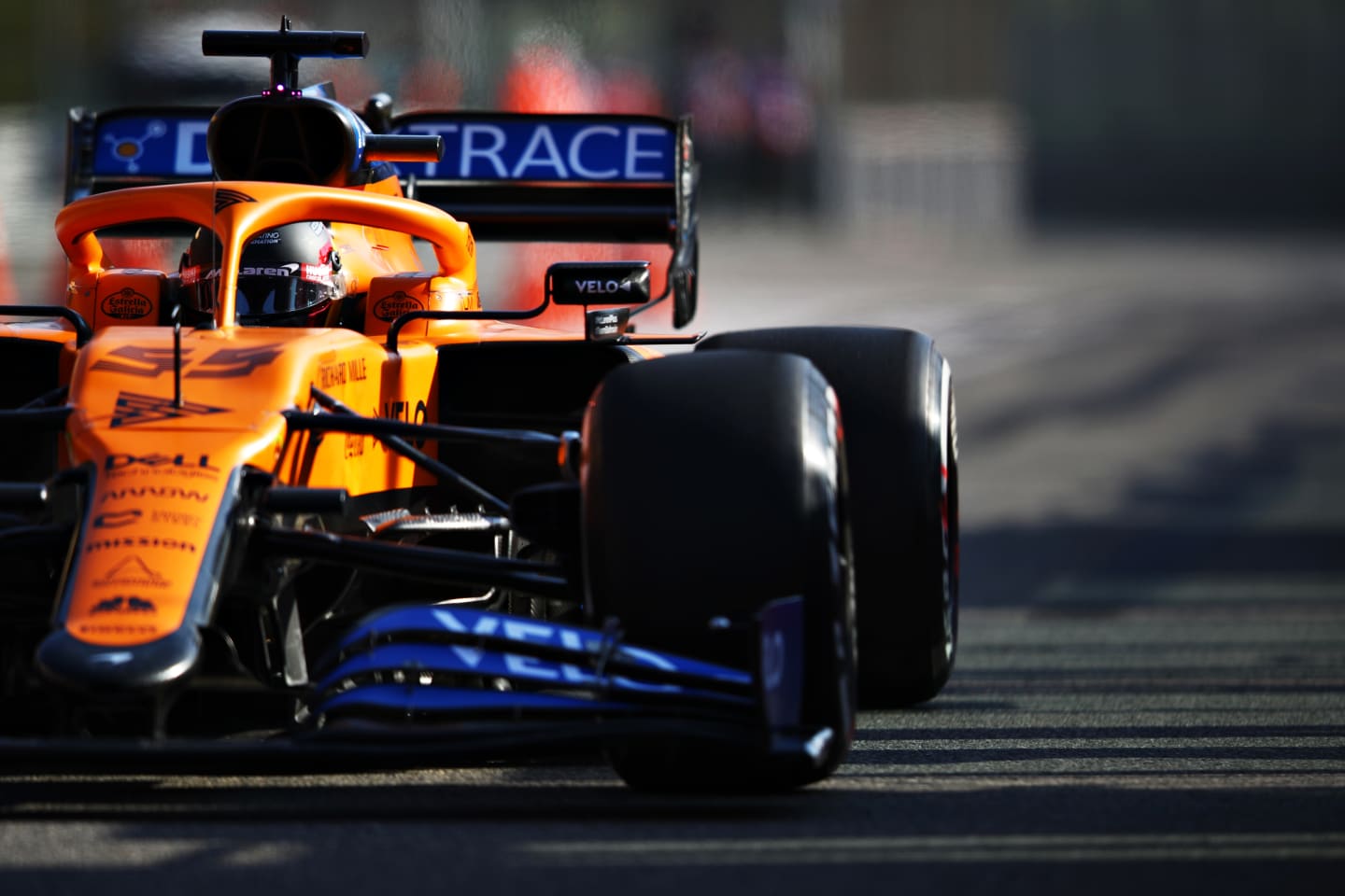 IMOLA, ITALY - OCTOBER 31: Carlos Sainz of Spain driving the (55) McLaren F1 Team MCL35 Renault in the Pitlane during practice ahead of the F1 Grand Prix of Emilia Romagna at Autodromo Enzo e Dino Ferrari on October 31, 2020 in Imola, Italy. (Photo by Mark Thompson/Getty Images)