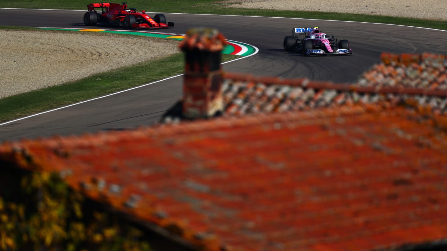 IMOLA, ITALY - OCTOBER 31: Lance Stroll of Canada driving the (18) Racing Point RP20 Mercedes leads