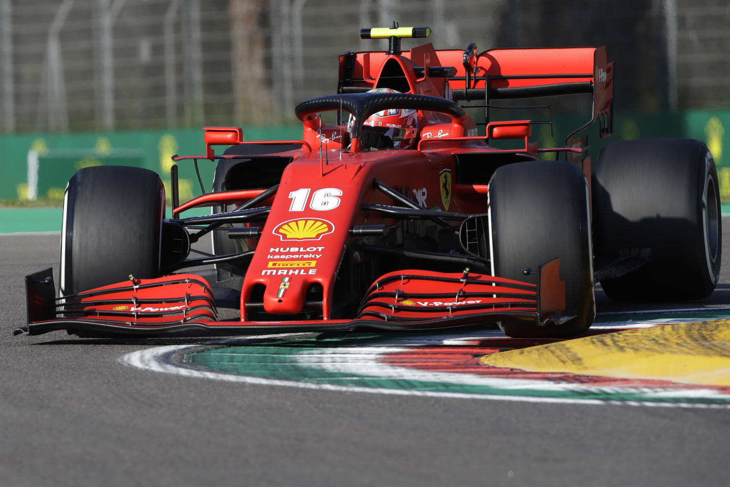 IMOLA, ITALY - OCTOBER 31: Charles Leclerc of Monaco driving the (16) Scuderia Ferrari SF1000 on