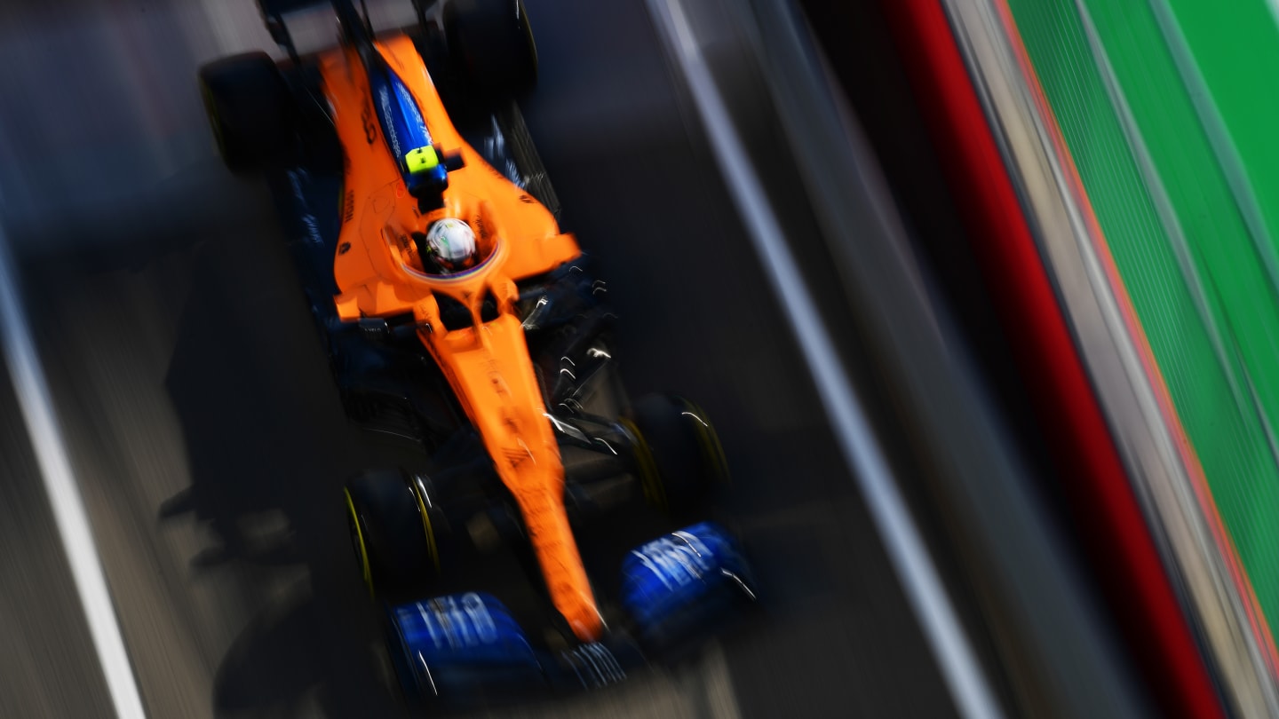 IMOLA, ITALY - OCTOBER 31: Lando Norris of Great Britain driving the (4) McLaren F1 Team MCL35