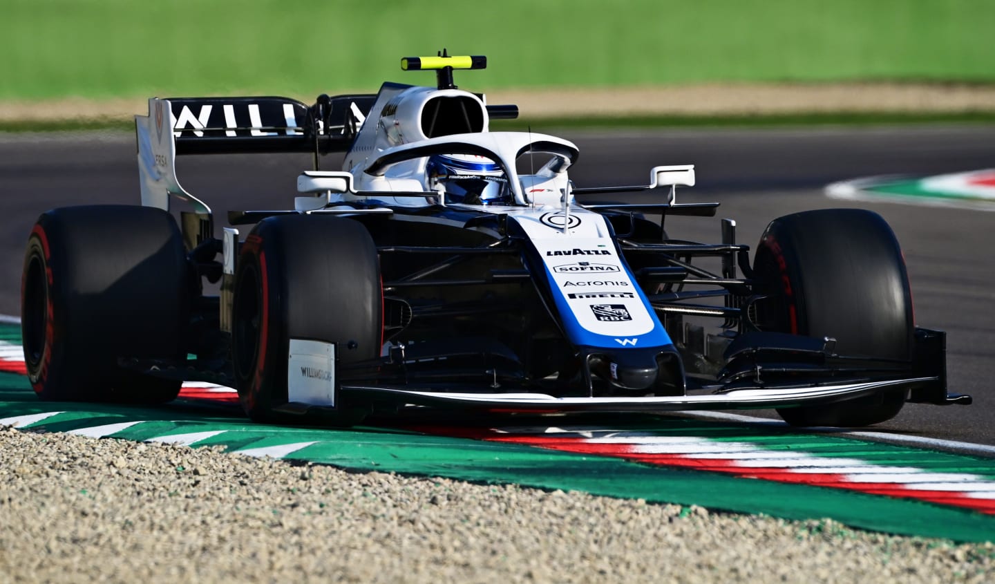 IMOLA, ITALY - OCTOBER 31: Nicholas Latifi of Canada driving the (6) Williams Racing FW43 Mercedes