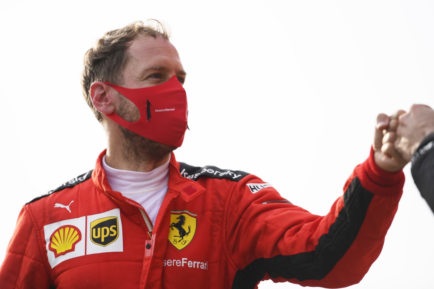 IMOLA, ITALY - NOVEMBER 01: Sebastian Vettel of Germany and Ferrari looks on in parc ferme during