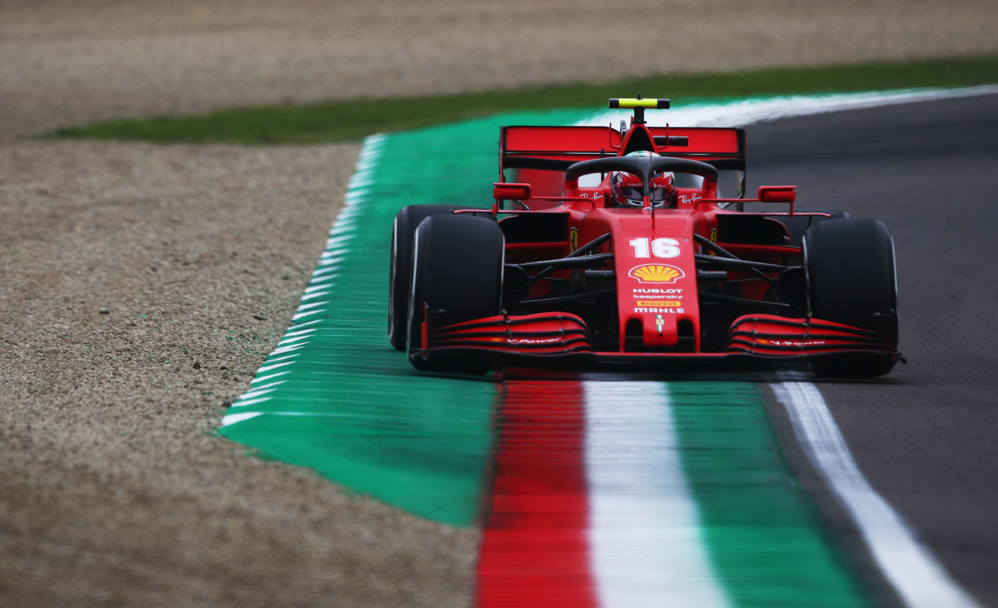 IMOLA, ITALY - NOVEMBER 01: Charles Leclerc of Monaco driving the (16) Scuderia Ferrari SF1000 on