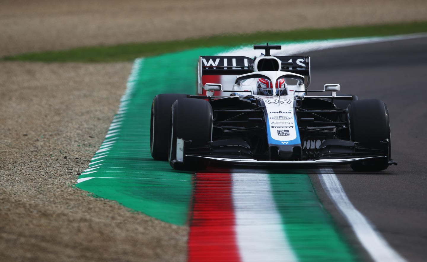 IMOLA, ITALY - NOVEMBER 01: George Russell of Great Britain driving the (63) Williams Racing FW43