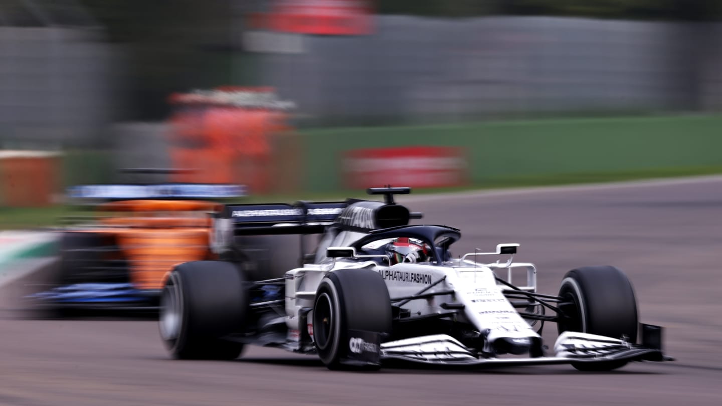 IMOLA, ITALY - NOVEMBER 01: Daniil Kvyat of Russia driving the (26) Scuderia AlphaTauri AT01 Honda