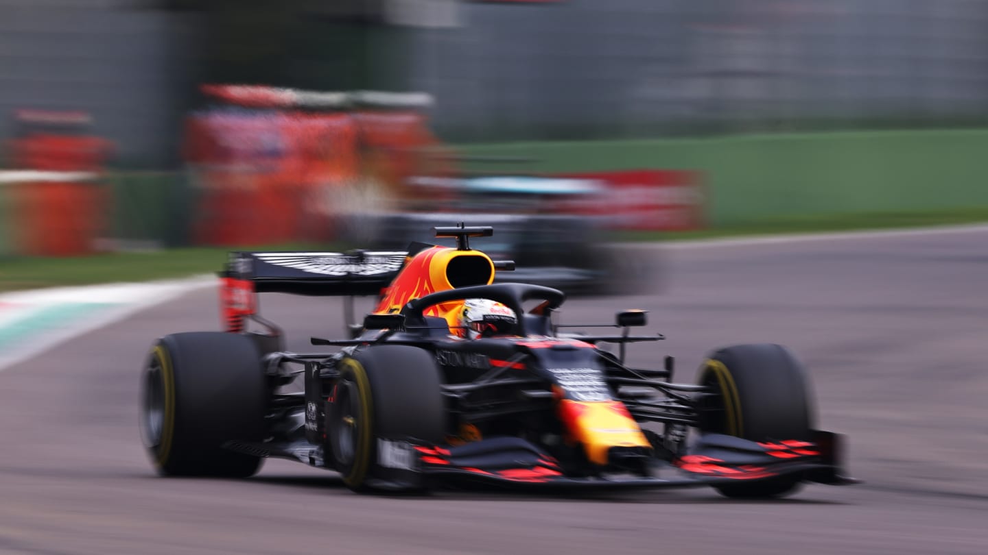 IMOLA, ITALY - NOVEMBER 01: Max Verstappen of the Netherlands driving the (33) Aston Martin Red