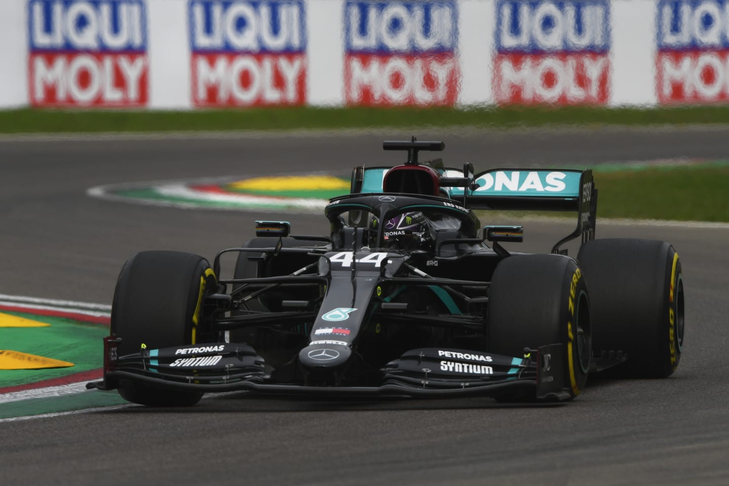 IMOLA, ITALY - NOVEMBER 01: Lewis Hamilton of Great Britain driving the (44) Mercedes AMG Petronas
